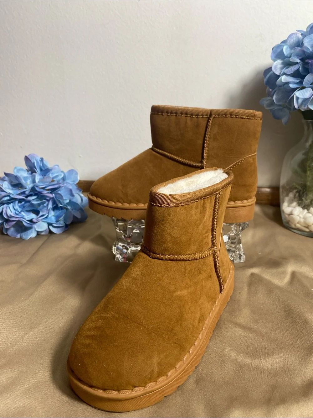Kids Brown Shearling-Lined Winter Boots